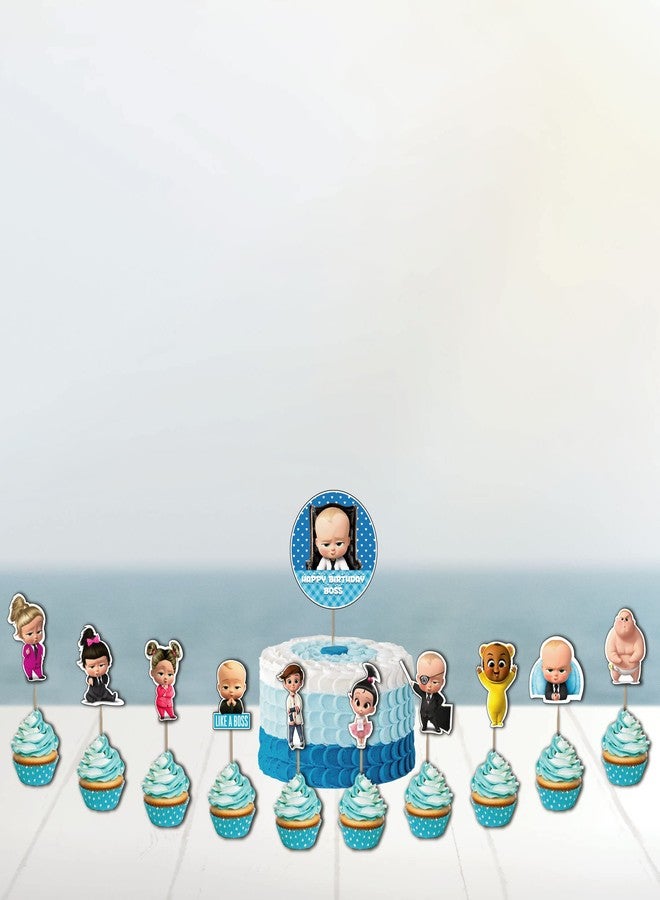 Festiko® Boss Baby Birthday Decorations,Baby Boss Party Supplies Set Pack of 13 Pcs,Baby Party Supplies, Children Carnival Party Supplies Decoration - Cake Topper & Cup Cake Topper - Image 1